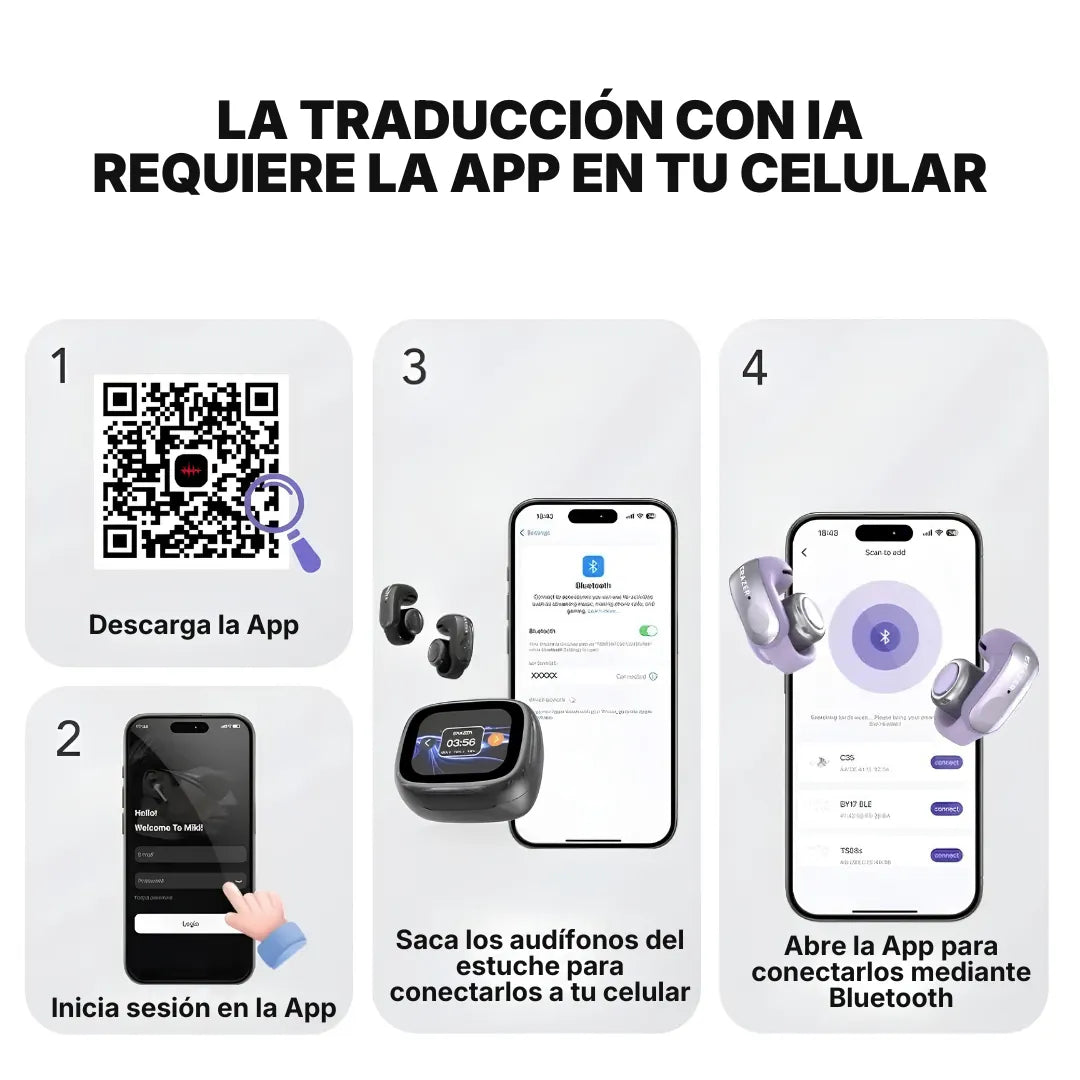 Audífonos Bluetooth Erazer XF28 Pro con Traducción en Tiempo Real y Batería de 30 h | Innova Fácil