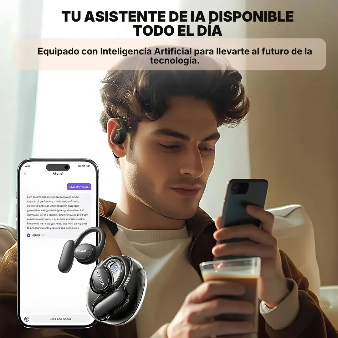Audífonos Traductores PAXA OpenAir5 AI Con Traducción En Tiempo Real En 128 Idiomas | Innova Fácil