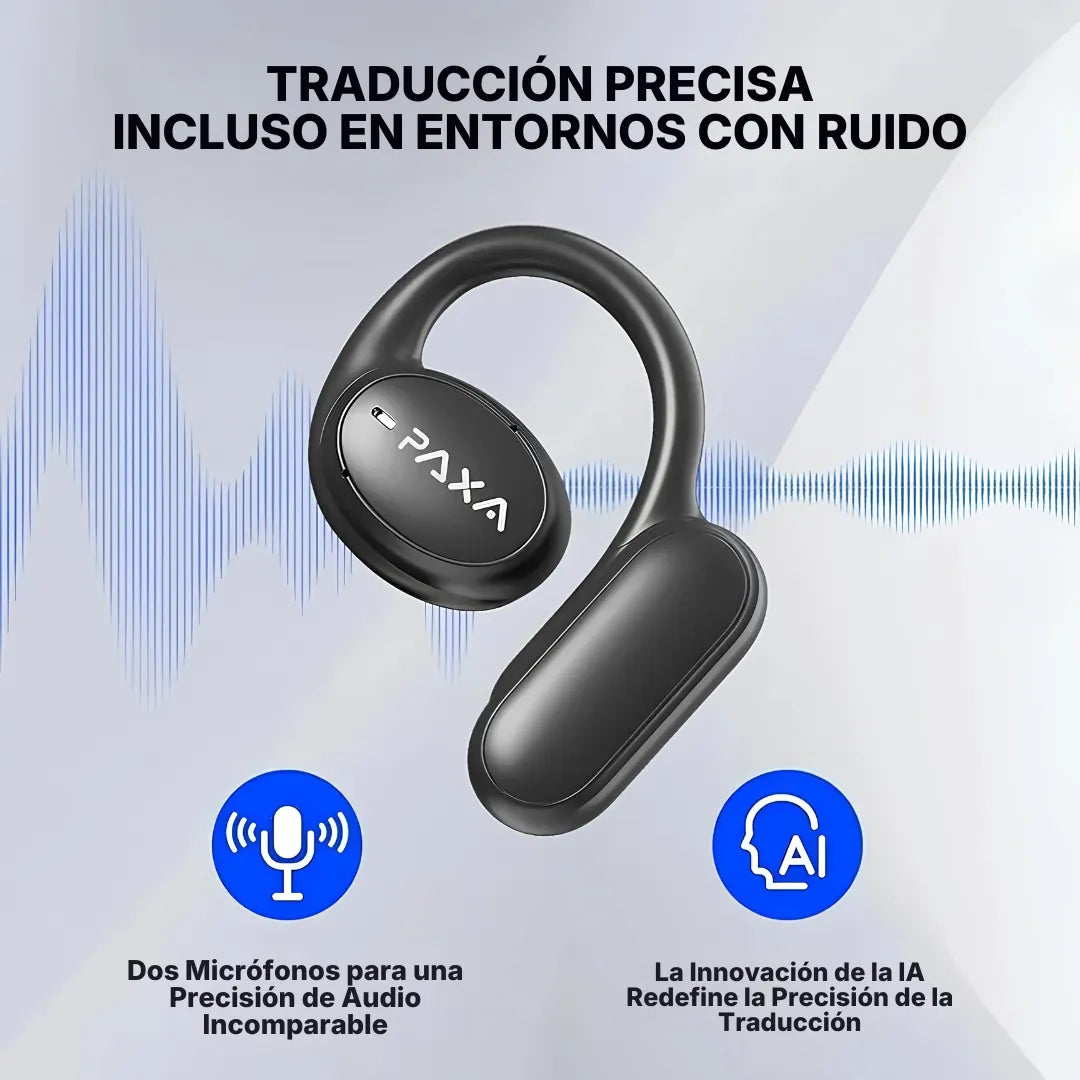 Audífonos Traductores PAXA OpenAir5 AI Con Traducción En Tiempo Real En 128 Idiomas | Innova Fácil