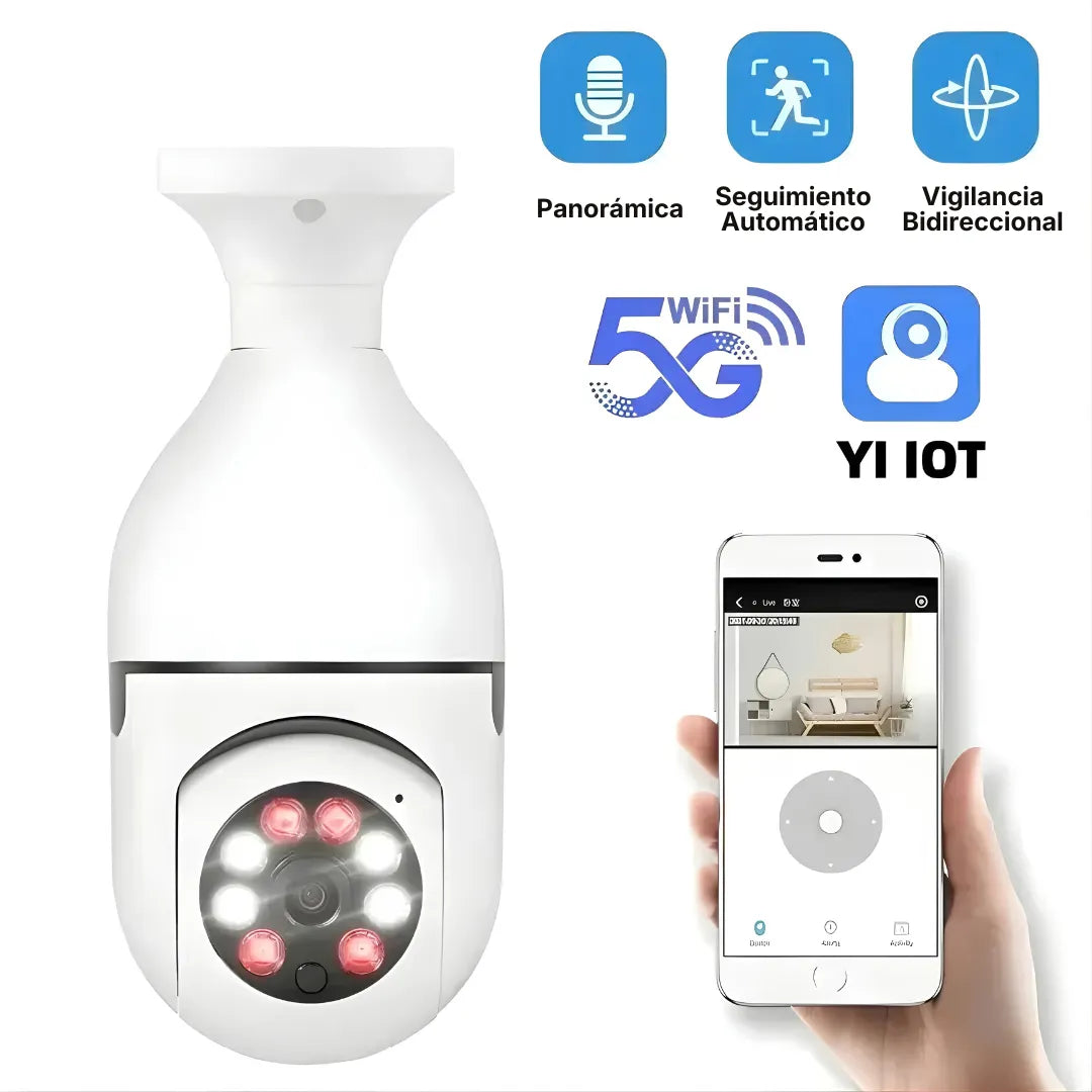 Cámara Lámpara WiFi 1080P HD 360° con Visión Nocturna y Audio Bidireccional | Innova Fácil