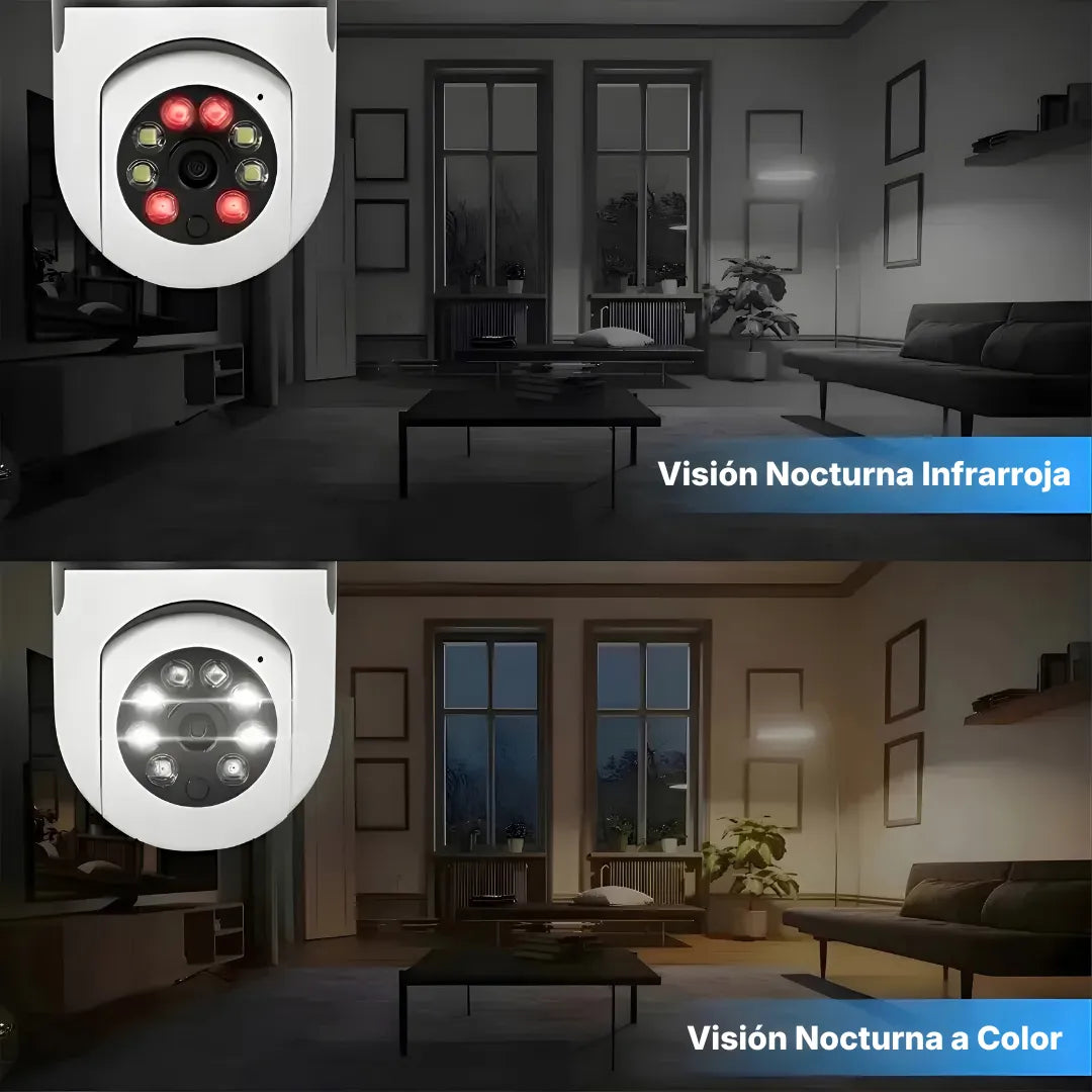 Cámara Lámpara WiFi 1080P HD 360° con Visión Nocturna y Audio Bidireccional | Innova Fácil