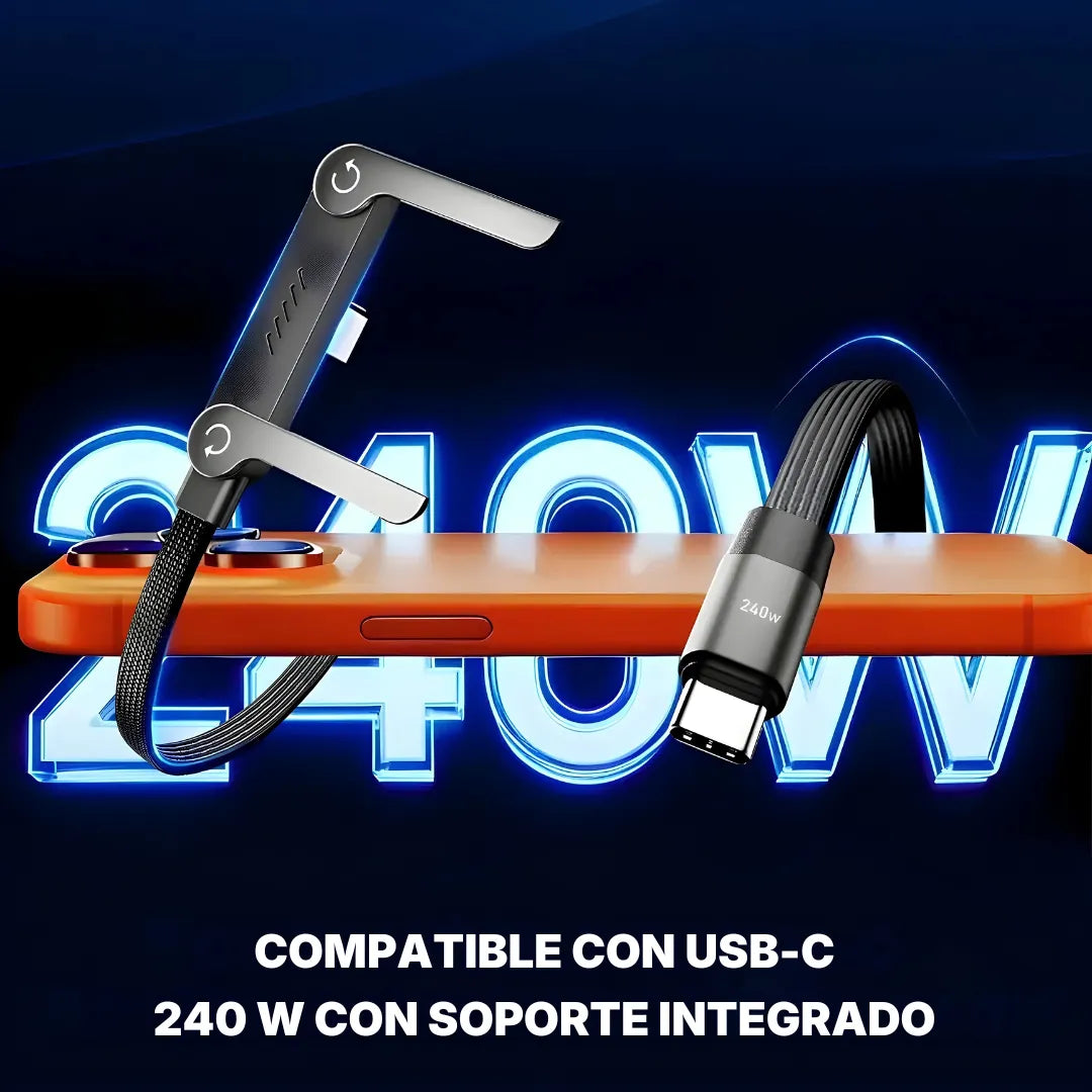Cable USB-C de 240 W con Soporte Plegable Integrado | Innova Fácil